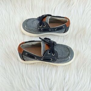 Max + Jake Boys Blue Chambray Boat Shoes